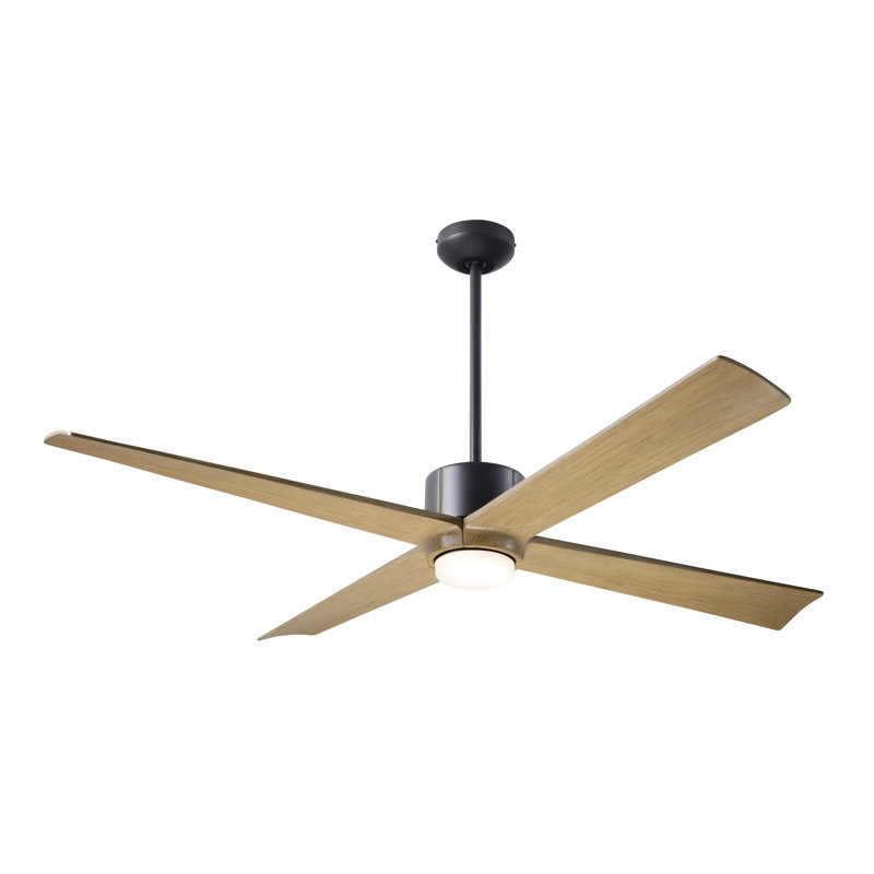 Nouveau LED Downrod Ceiling Fan, Dark Bronze/Brass, Maple, Wall/Remote Combo Controls