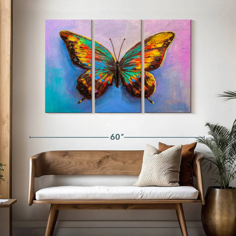 Vibrant Butterfly Painting, 32" H x 50" W