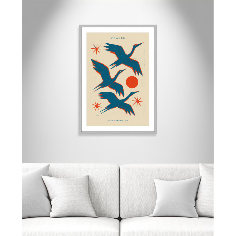 «Cranes» par Treechild, 25.5'' W x 35.5'' H, Matted Print, Matte Silver