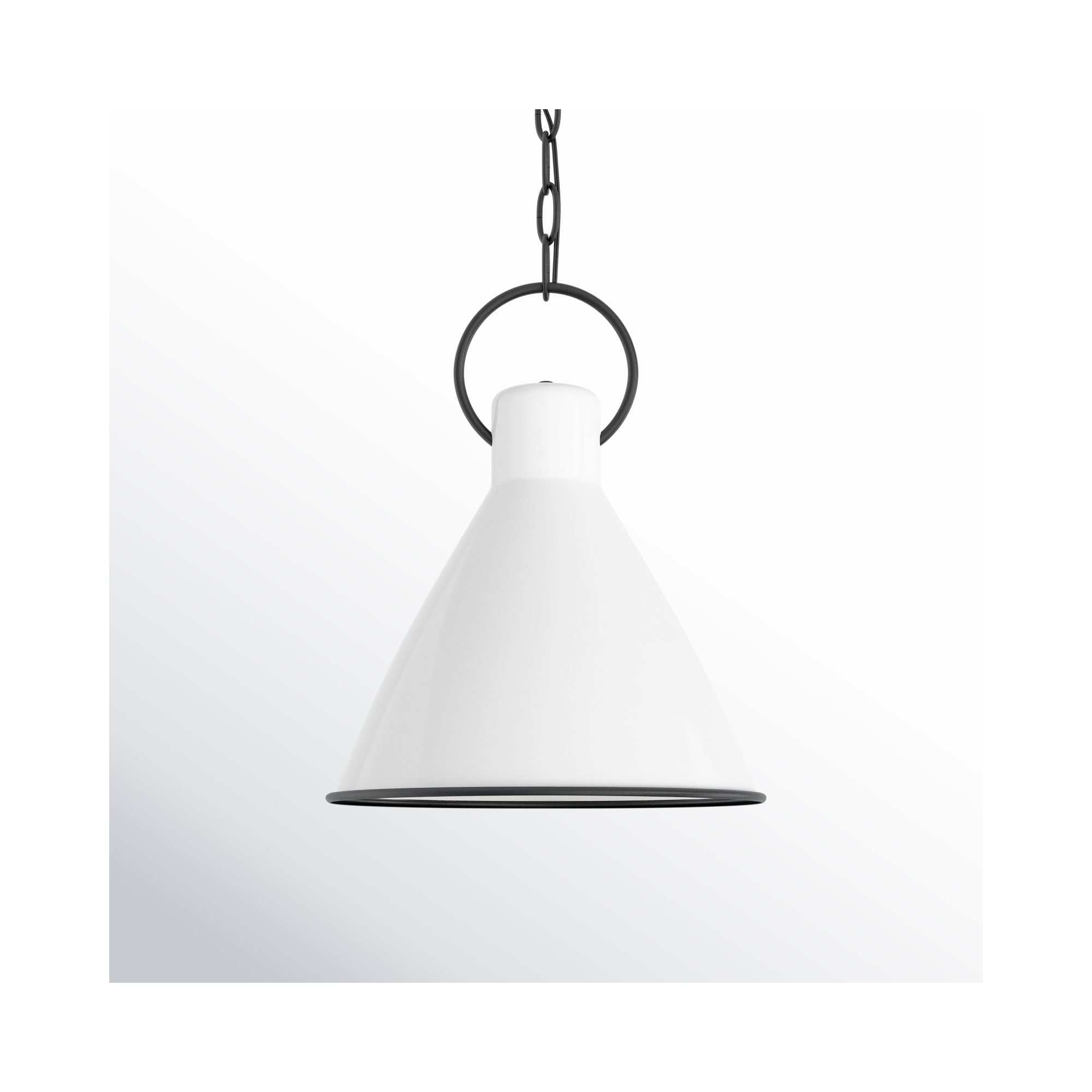Amara Single Light Metal Dimmable Pendant, Polished White, 21.5" H x 18" W x 18" D