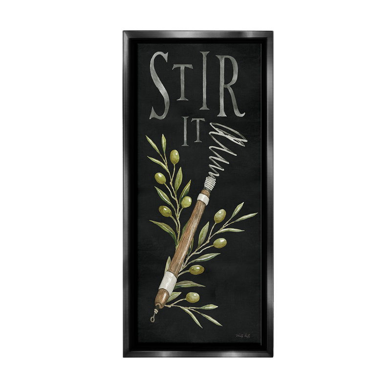 «Stir It Vintage Kitchen» par Cindy Jacobs sur toile, Cadre flottant noir de jais, H 31 po x l 14 po