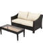 Patio et table, brun, coussins d’eau, support en fer,