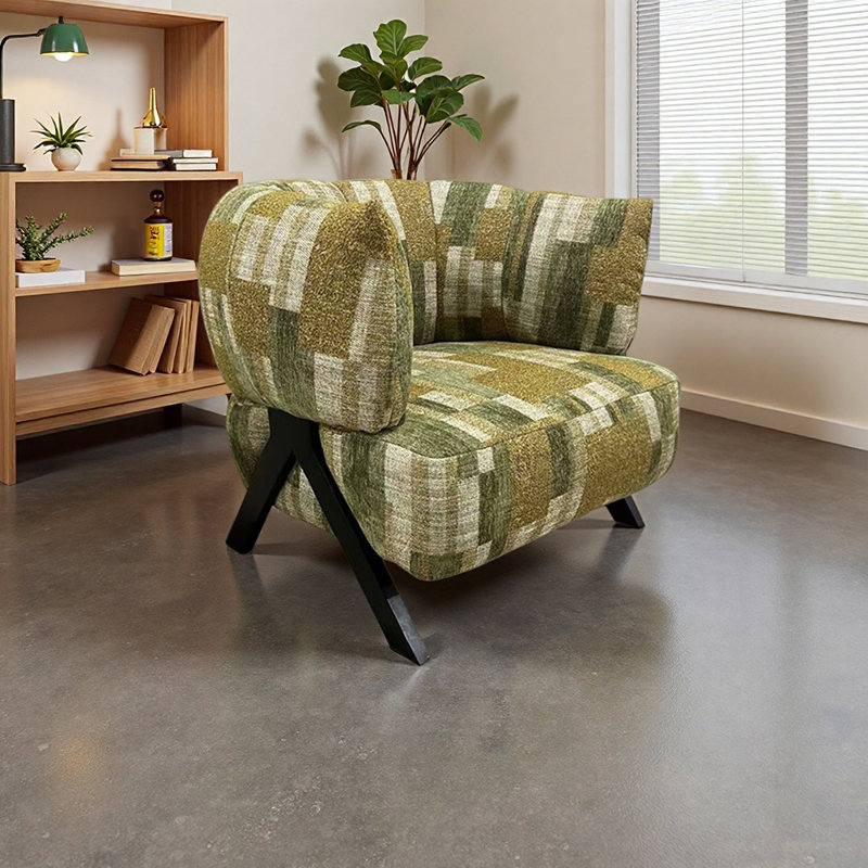 Chaise d'appoint élégante avec accoudoirs arrondis, Green