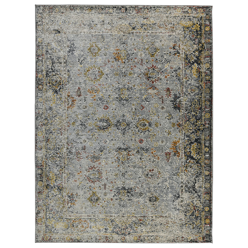 Kolar Traditional Floral Bordered Premium Polyester Performance Area Rug, Rectangle 5'3" x 7'10"