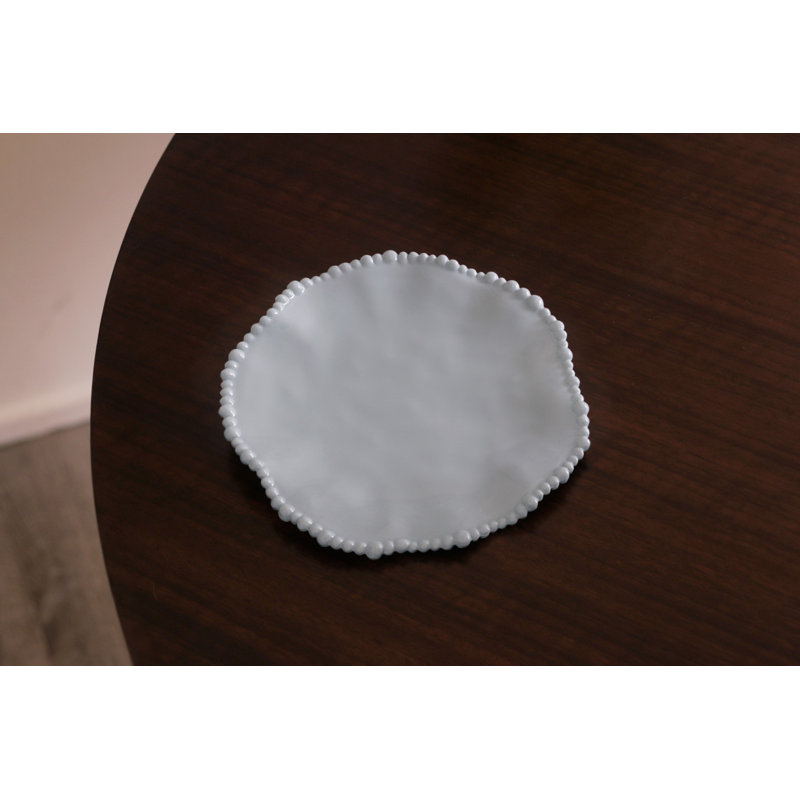 Blue Melamine Salad/Dessert Plates with Pearl Rim, Set of 4