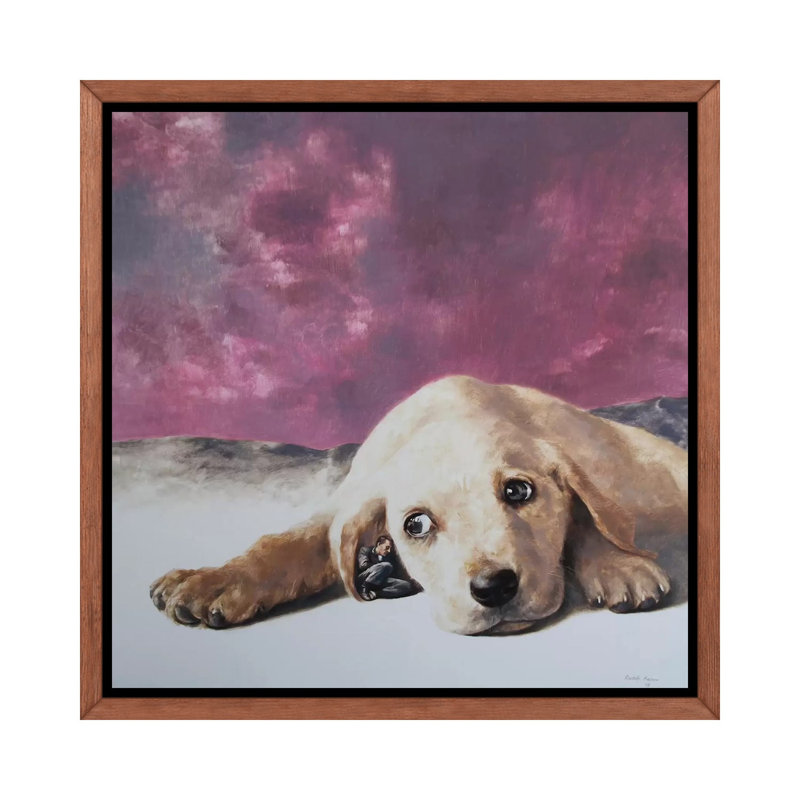 « Secureness » par Rudolf Kosow-reproduction d’art, H 26 po x l 26 po x P 1,5 po, Cadre flottant brun