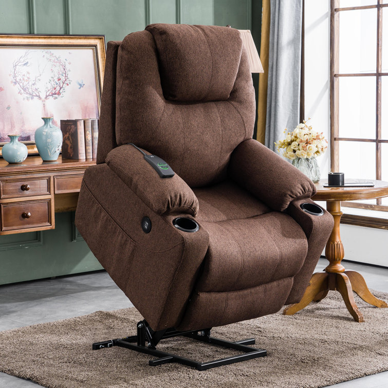 Winston Porter 40.2 Wide Velvet Super Soft And Oversize Power Lift Assist  Recliner Chair With Massage And Heat & Reviews