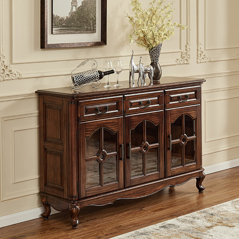 Walnut Solid Wood Sideboard, 37.4" H x 47.24' W x 16.93" D