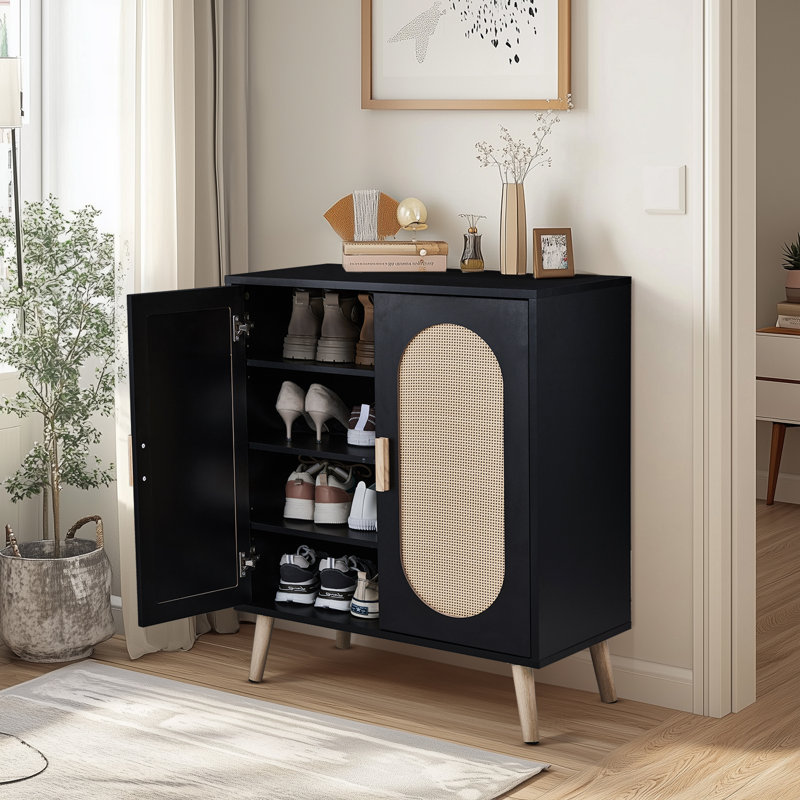 Armoire de rangement pour chaussures Rubenstein, Noir, noir, noir, noir
