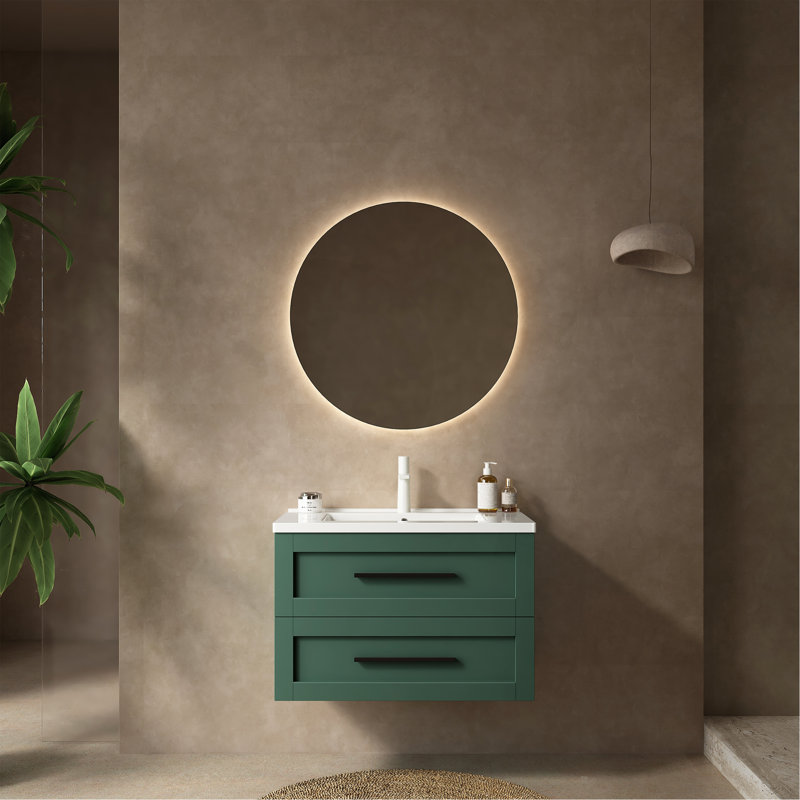 Meuble-lavabo mural 30 po avec 2 tiroirs, meuble-lavabo mural moderne flottant avec lavabo 30 po sans robinet
