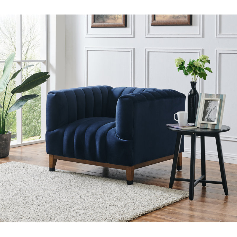 Fauteuil en polyester Pirtle, Bleu marine