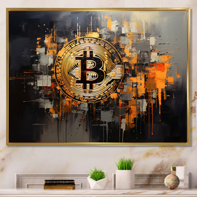 Gold And Grey Bitcoin Crypto Currency - Fashion Bitcoin Wall Art