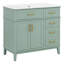 Meuble-lavabo moderne 36 po avec lavabo en céramique, porte à fermeture en douceur et 4 tiroirs de rangement
