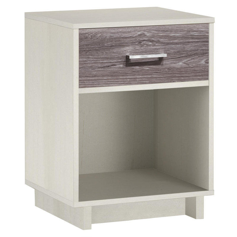 Edgemoore 45 cm W Bedside Table, Vintage White/Rustic