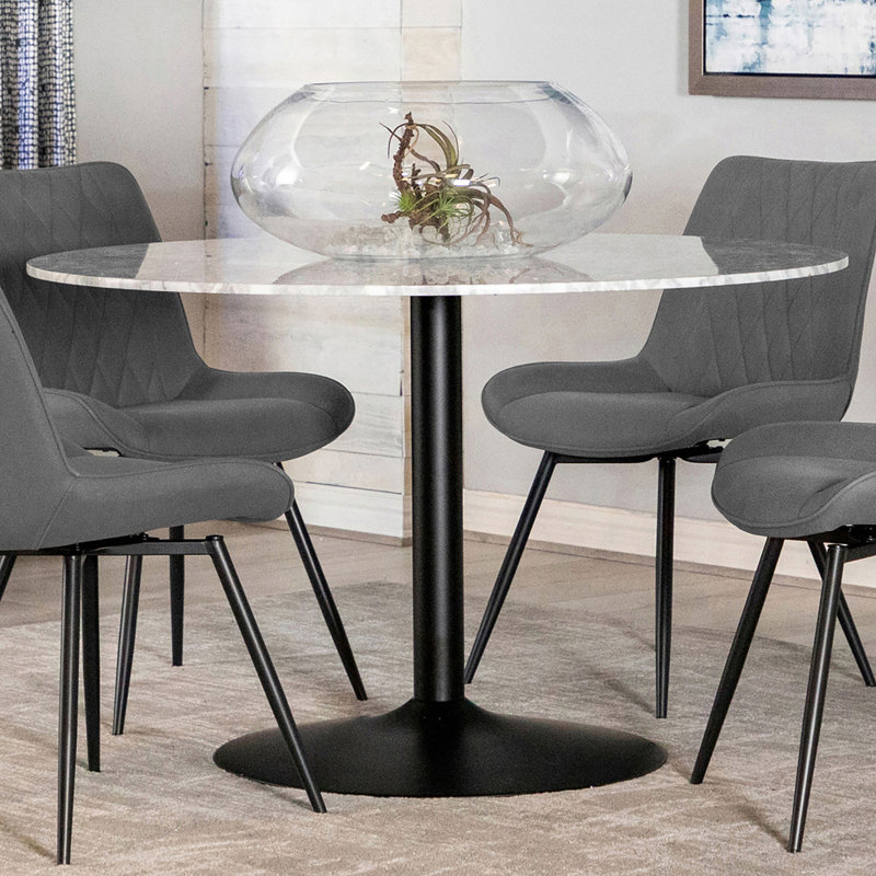 Round Dining Table in White and Black
