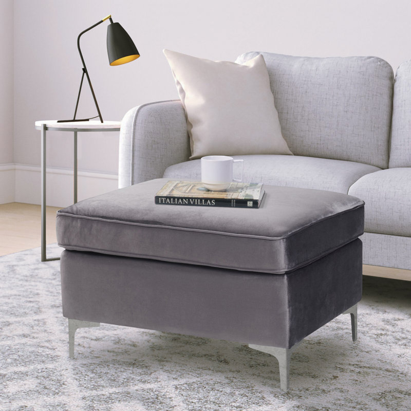 Ottawa Rectangle Ottoman, Gray Velvet