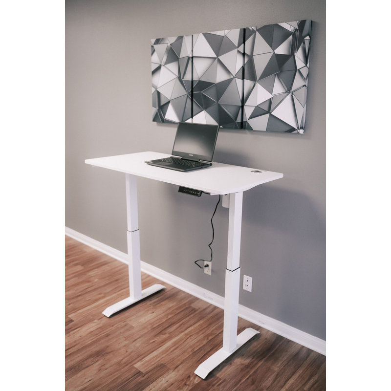 Bureau debout à hauteur ajustable Acalia, Beige / Blanc