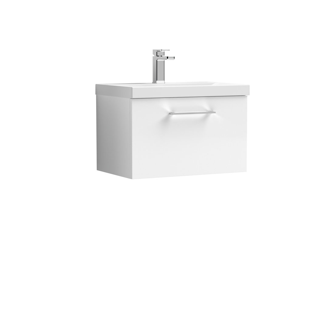 Nuie Arno 600mm Wall Hung Vanity Unit with Basin Gloss White - Image 2