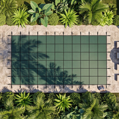 30x50FT Inground Pool Safety Cover, High Strength Mesh, Winter Protection, Secure Anchoring System, Green