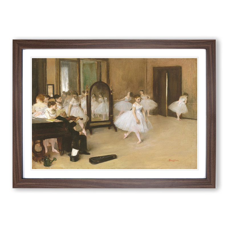 The Ballet Dancing Class by Edgar Degas - Picture Frame Painting, Walnut, 27cm H x 36cm W x 2cm D