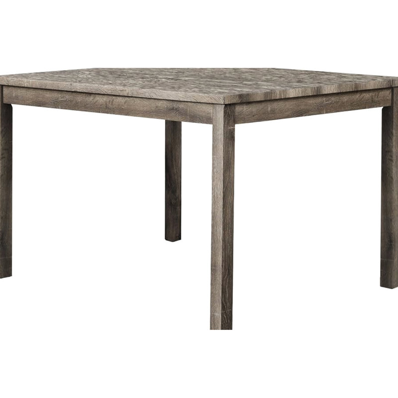 5 pièces de style transitionnel Mid-Century avec table rectangulaire en bois de 48 po et 4 chaises rembourrées en mélange de lin, finition vieillie: conception en chêne pour une atmosphère détendue