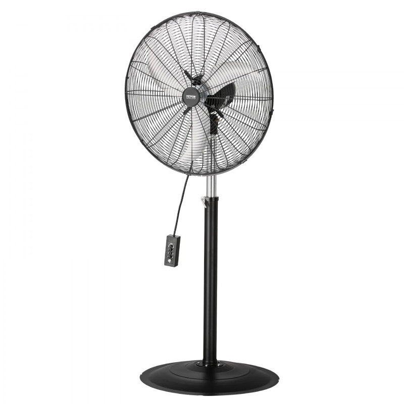Ventilateur oscillant industriel à 3 vitesses avec hauteur réglable, H 76 po x l 26,38 po x P 23,62 po