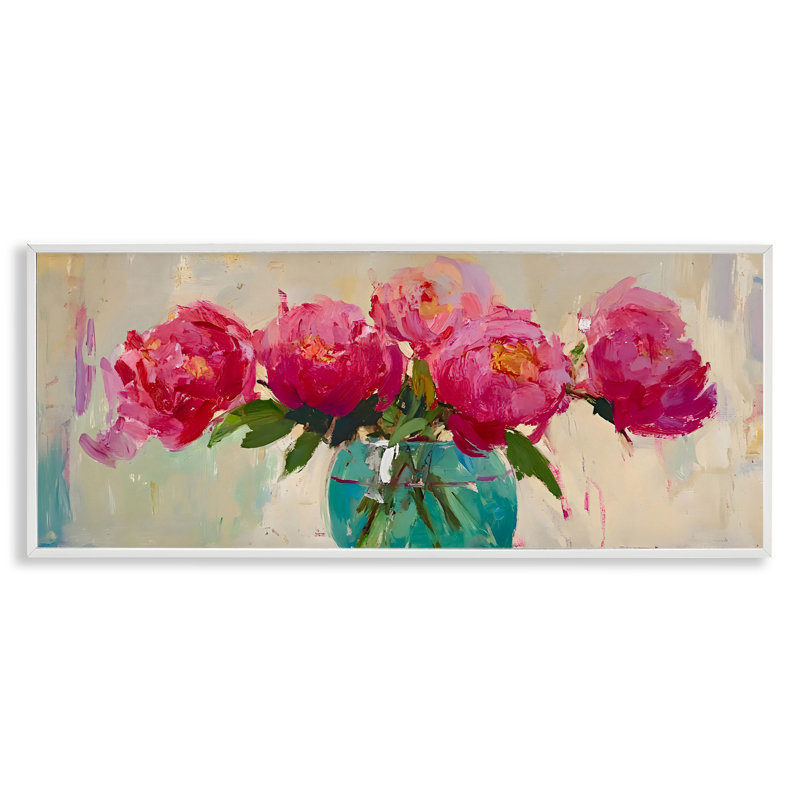 Vibrant pivoines dans un vase, estampe numérique, design par LSR Creative Studio, H 13 po x l 30 po