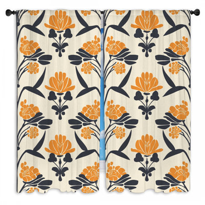 Rideaux à motif floral - 2 panneaux