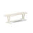 6 Piece Dining Set Contains a Rectangle Dining Room Table with V-Legs and 4 Shitake Linen Fabric Parson Chairs with a Bench, Wire Brushed Linen White
