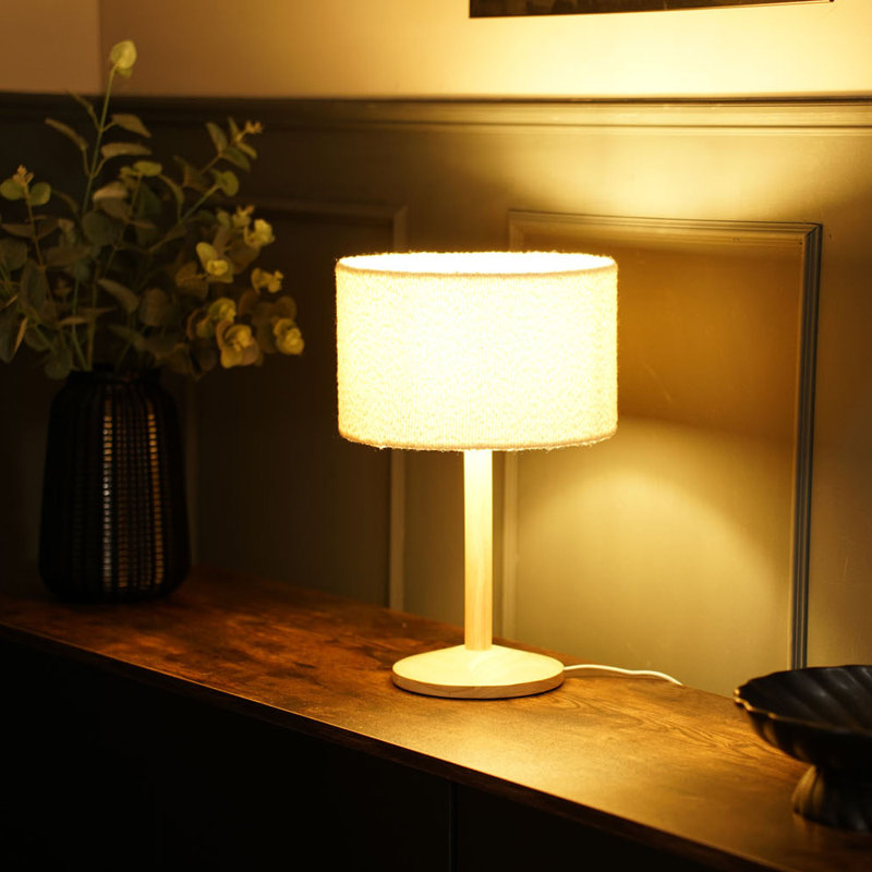 Carballeira Wood Table Lamp, Yes, Cream