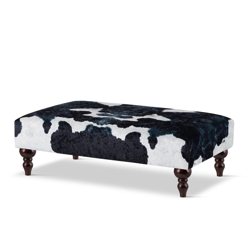 Irtu Velvet Rectangle Striped Cocktail Ottoman, 30cm H x 80cm W x 60cm D