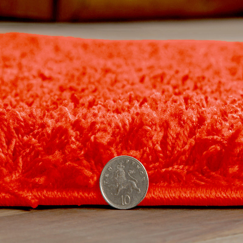 Verona Thick Orange Shaggy Area Rug – Soft Pile, Non-Slip, Durable Polypropylene Carpet for Living Room, Bedroom & Hallway