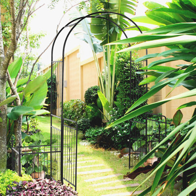 Barrière de jardin 86 "en métal, treillis pour la cérémonie de mariage, verrouillage, pot à fleurs, vignes H 86,5", mariage, raisin
