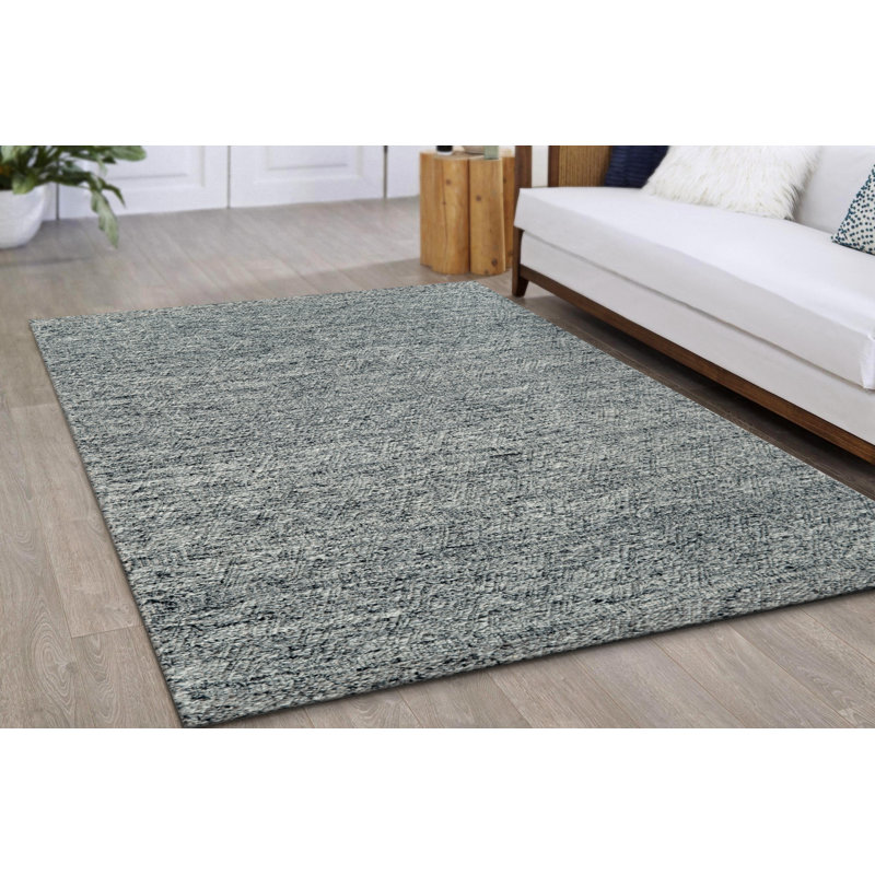 Handmade Gray Wool and Cotton Rectangular 8' x 10' Area Rug