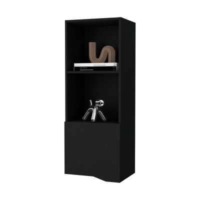 Modern Black Cabinet On Wall - Enhancing Room Decor Sleek One Door For Practical Living Area Storage