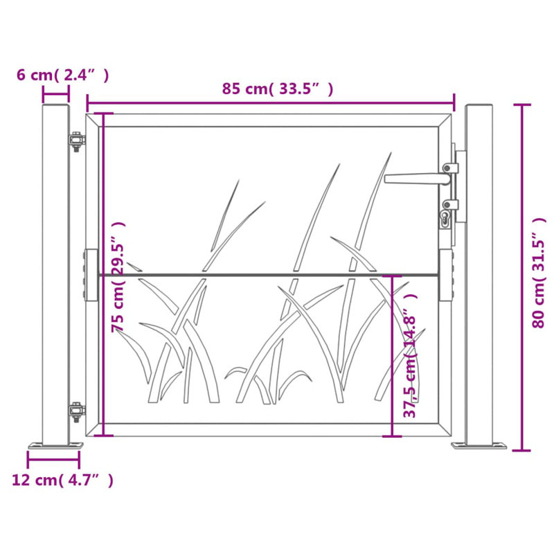 Andillac 105 cm W Gate Fencing, 105 x 80 cm
