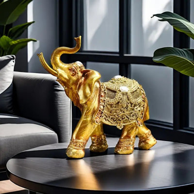 [Vintage Elephant Resin Figurine] Perfect Vintage-Style Elephant Resin Figurine - Ideal for Home & Office Decor, Wedding or Holiday Gift