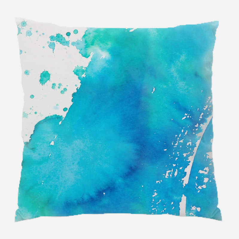 Coussin décoratif aquarelle Boatright, Microsuède, Intérieur