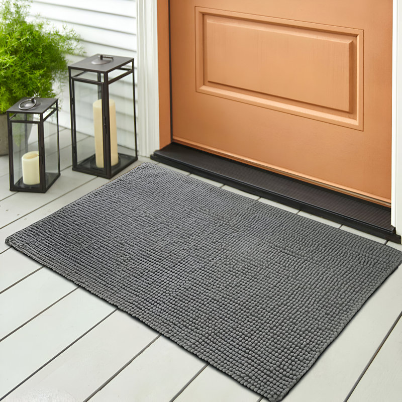  Non-Slip Indoor Door Mat, 50cm W x 80cm L, Grey