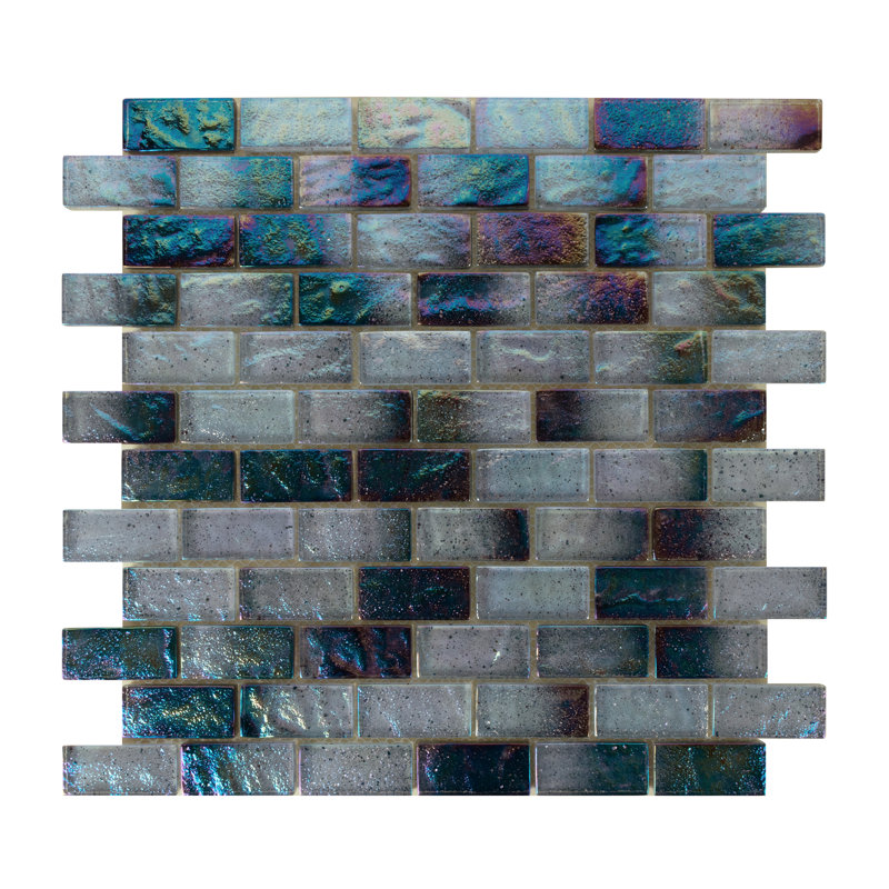 Carrelage mosaïque en verre à bord droit 1 "x 2" pour piscine, Ombre de mer