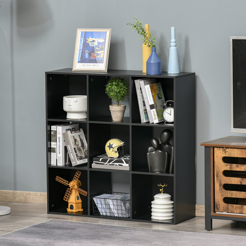 Gonzalez 91.5cm H x 91.5cm W Cube Bookcase, Black