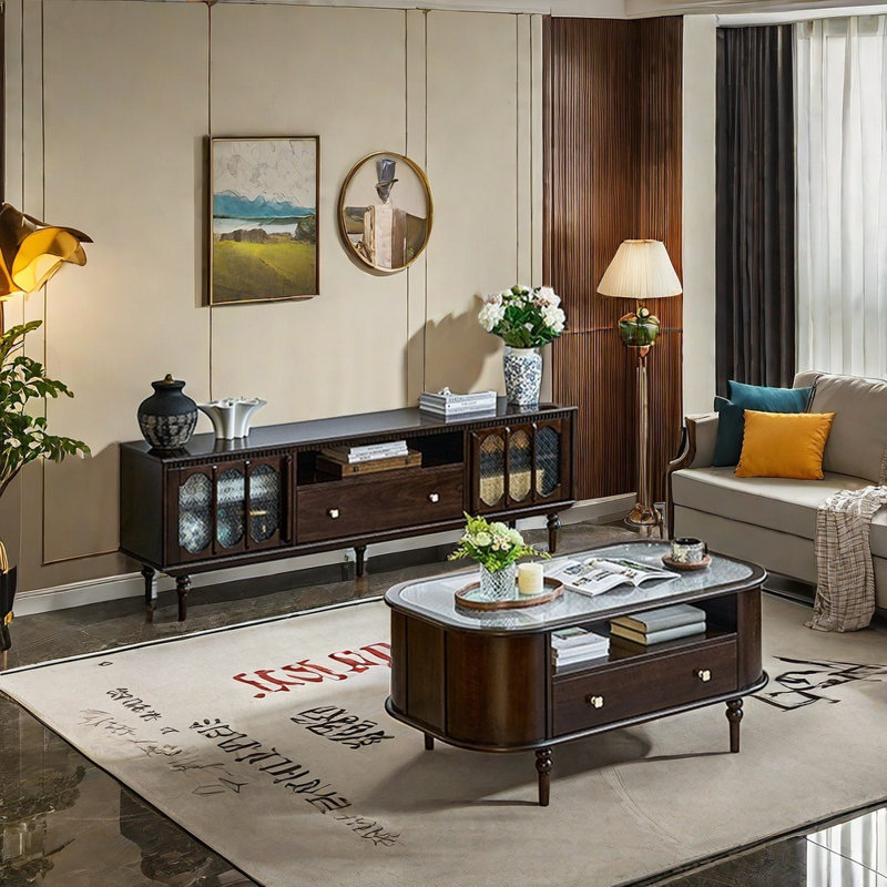 Elegant TV stand coffee table large storage space