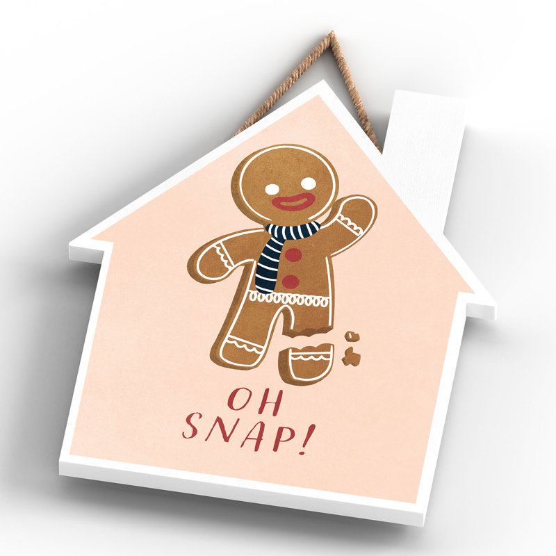 Xmas Oh Snap Gingerbread Wooden House Plaque, 18.5cm H x 16cm W x 0.9cm D