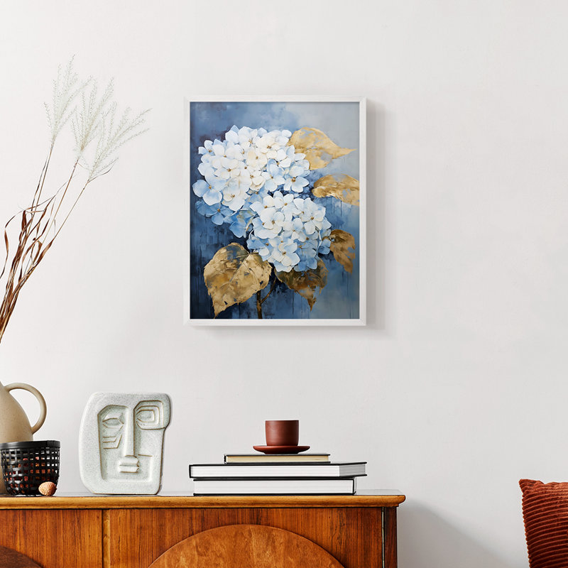 Série FLORAL CXLII - Impression encadrée de qualité supérieure - Prêt à être accroché - Aucun clou requis, Blanc / Blanc