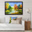 Paysage d'automne avec rivière sous un ciel bleu - peinture sur toile-67439119-67439113
