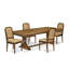 Ensemble de table de salle à manger 5 pièces de style Mid-Century comprenant une table de cuisine et 4 chaises de salle à manger en similicuir beige avec dossier haut et finition noyer antique-729861392-729861396-709591011