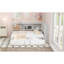 Lit de jour double en métal avec lit gigogne, armoires de rangement et ports USB, blanc