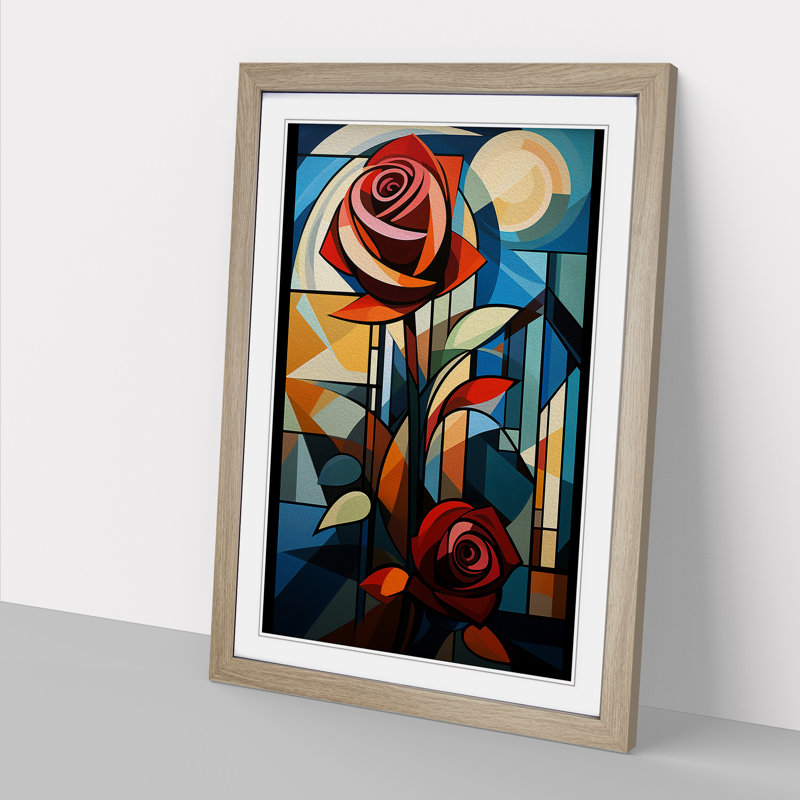 Rose Constructivism No.2 - Framed Print, 64cm H x 46cm W x 2cm D, Oak