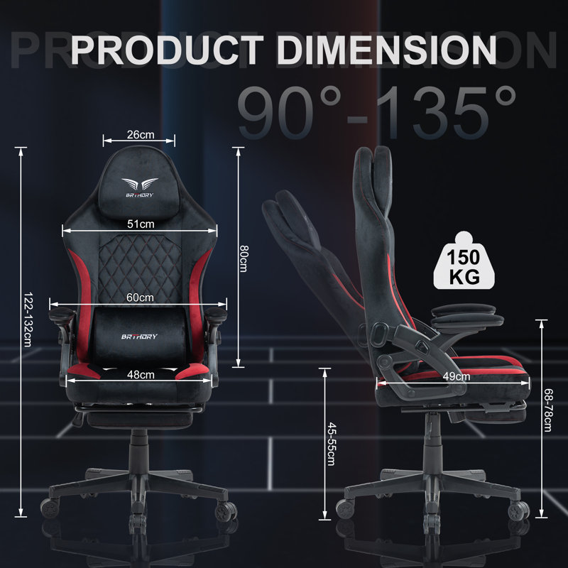 Metro Lane Adjustable Height PC & Racing Game Chair, Black Red