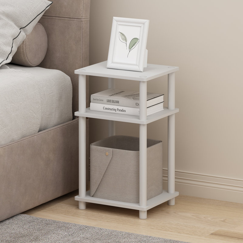 Ebern Designs Just Turn-N-Tube Open Storage Nightstand, 3-Tier, Set of 2, White